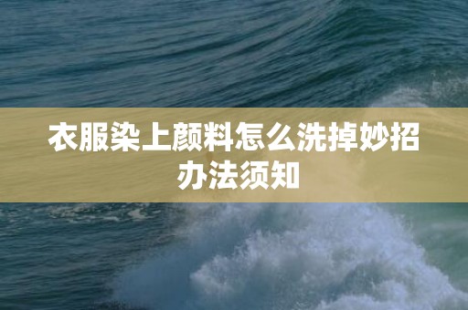 衣服染上颜料怎么洗掉妙招 办法须知