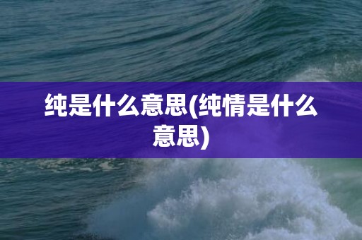 纯是什么意思(纯情是什么意思)