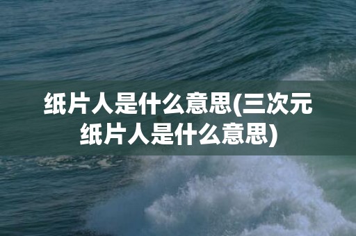 纸片人是什么意思(三次元纸片人是什么意思)