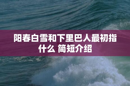 阳春白雪和下里巴人最初指什么 简短介绍