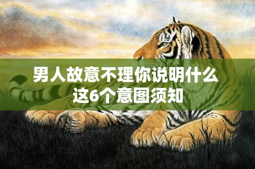 男人故意不理你说明什么 这6个意图须知