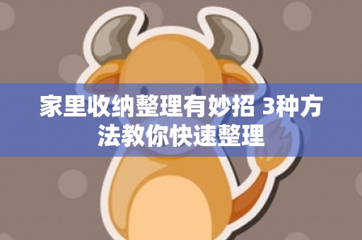 家里收纳整理有妙招 3种方法教你快速整理