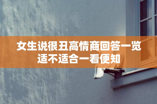 女生说很丑高情商回答一览适不适合一看便知