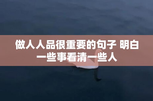 做人人品很重要的句子 明白一些事看清一些人