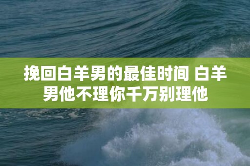 挽回白羊男的最佳时间 白羊男他不理你千万别理他