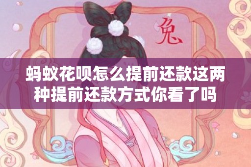 蚂蚁花呗怎么提前还款这两种提前还款方式你看了吗