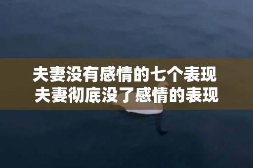 夫妻没有感情的七个表现 夫妻彻底没了感情的表现