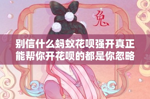 别信什么蚂蚁花呗强开真正能帮你开花呗的都是你忽略