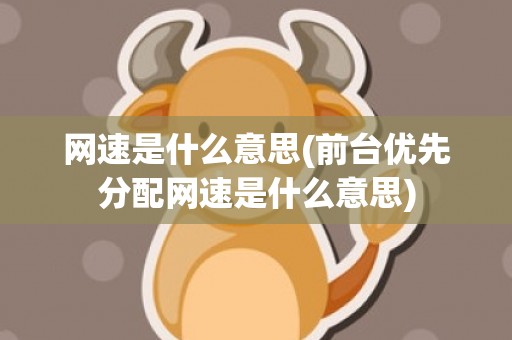 网速是什么意思(前台优先分配网速是什么意思)
