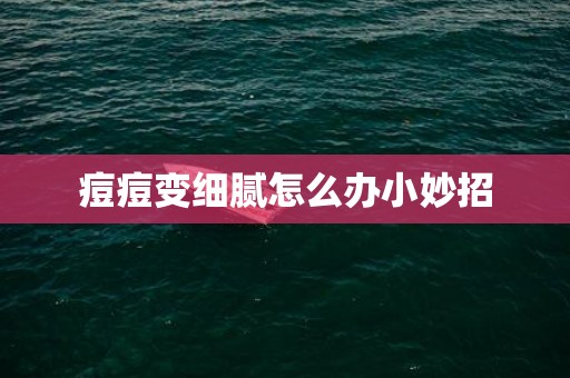 痘痘变细腻怎么办小妙招