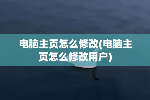 电脑主页怎么修改(电脑主页怎么修改用户)