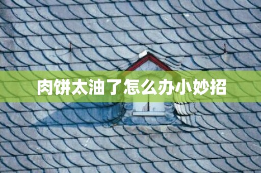 肉饼太油了怎么办小妙招