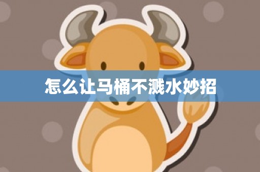 怎么让马桶不溅水妙招
