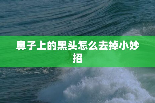鼻子上的黑头怎么去掉小妙招