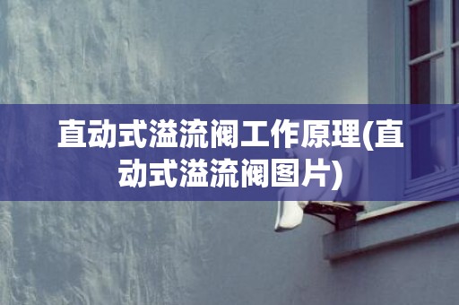 直动式溢流阀工作原理(直动式溢流阀图片)