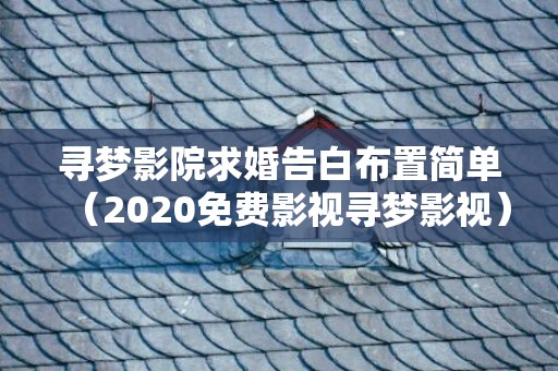 寻梦影院求婚告白布置简单（2020免费影视寻梦影视）