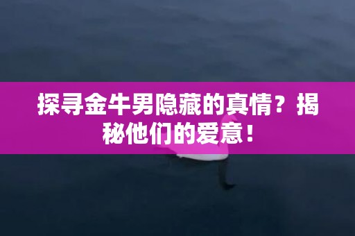 探寻金牛男隐藏的真情？揭秘他们的爱意！