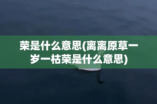 荣是什么意思(离离原草一岁一枯荣是什么意思)