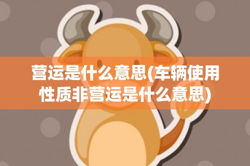营运是什么意思(车辆使用性质非营运是什么意思)