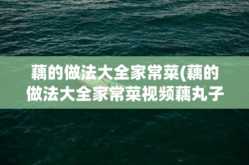 藕的做法大全家常菜(藕的做法大全家常菜视频藕丸子)