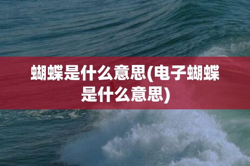 蝴蝶是什么意思(电子蝴蝶是什么意思)