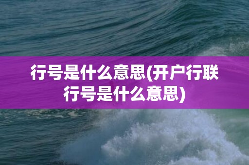 行号是什么意思(开户行联行号是什么意思)