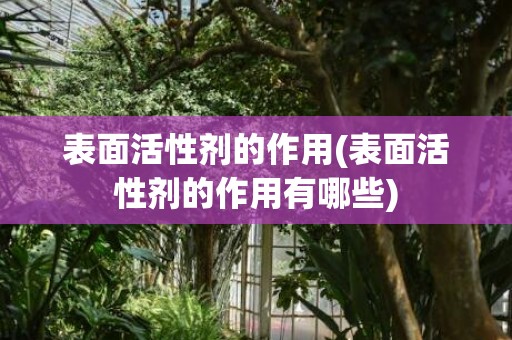 表面活性剂的作用(表面活性剂的作用有哪些)