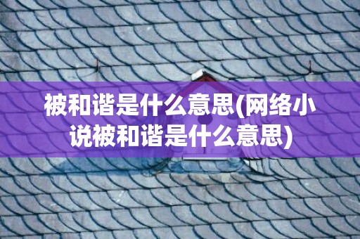 被和谐是什么意思(网络小说被和谐是什么意思)