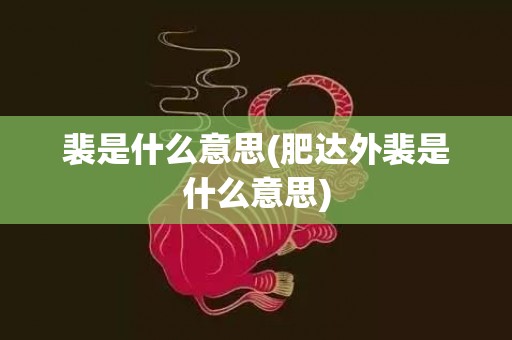 裴是什么意思(肥达外裴是什么意思)