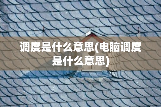 调度是什么意思(电脑调度是什么意思)