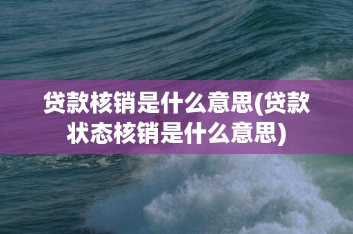 贷款核销是什么意思(贷款状态核销是什么意思)