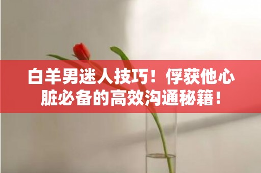 白羊男迷人技巧！俘获他心脏必备的高效沟通秘籍！