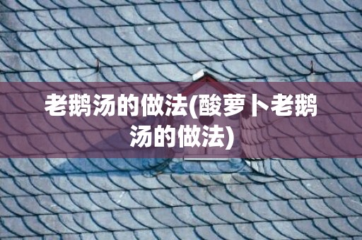 老鹅汤的做法(酸萝卜老鹅汤的做法)