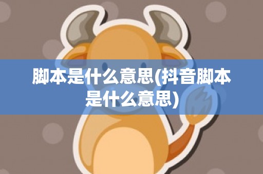 脚本是什么意思(抖音脚本是什么意思)