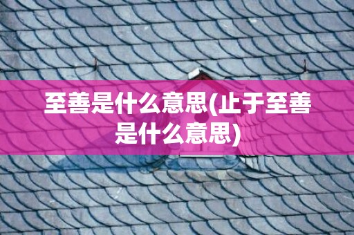 至善是什么意思(止于至善是什么意思)