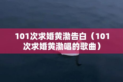 101次求婚黄渤告白（101次求婚黄渤唱的歌曲）
