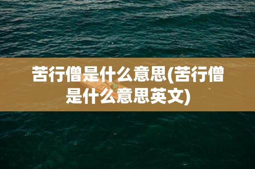 苦行僧是什么意思(苦行僧是什么意思英文)