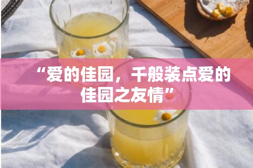 “爱的佳园，千般装点爱的佳园之友情”