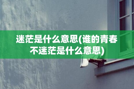 迷茫是什么意思(谁的青春不迷茫是什么意思)