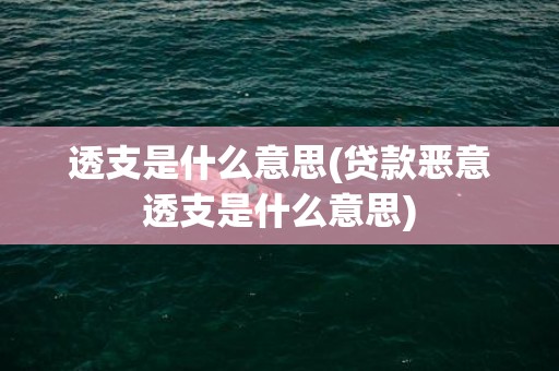 透支是什么意思(贷款恶意透支是什么意思)