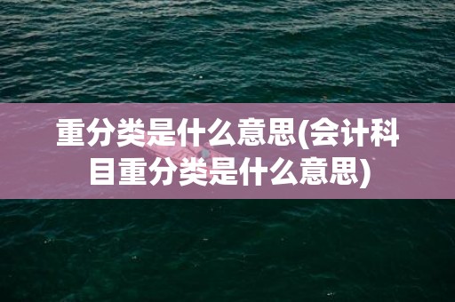重分类是什么意思(会计科目重分类是什么意思)