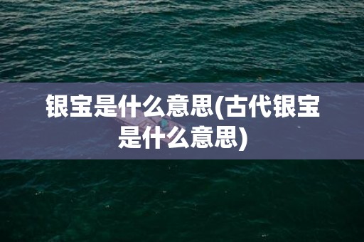 银宝是什么意思(古代银宝是什么意思)