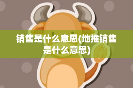 销售是什么意思(地推销售是什么意思)