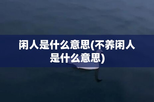 闲人是什么意思(不养闲人是什么意思)