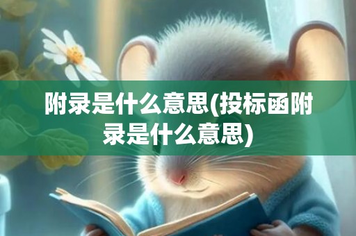 附录是什么意思(投标函附录是什么意思)
