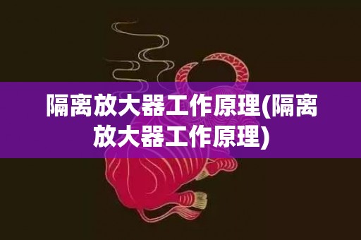 隔离放大器工作原理(隔离放大器工作原理)