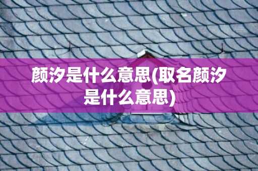 颜汐是什么意思(取名颜汐是什么意思)