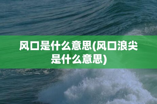 风口是什么意思(风口浪尖是什么意思)
