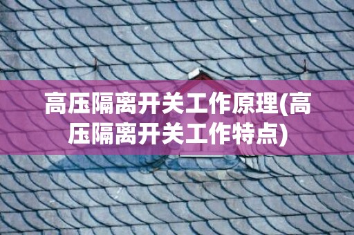 高压隔离开关工作原理(高压隔离开关工作特点)