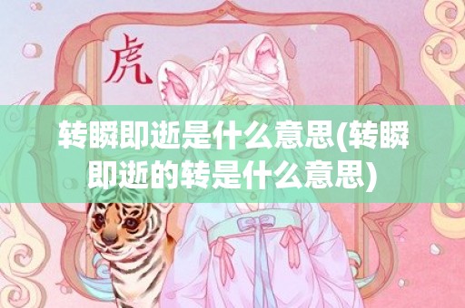 转瞬即逝是什么意思(转瞬即逝的转是什么意思)